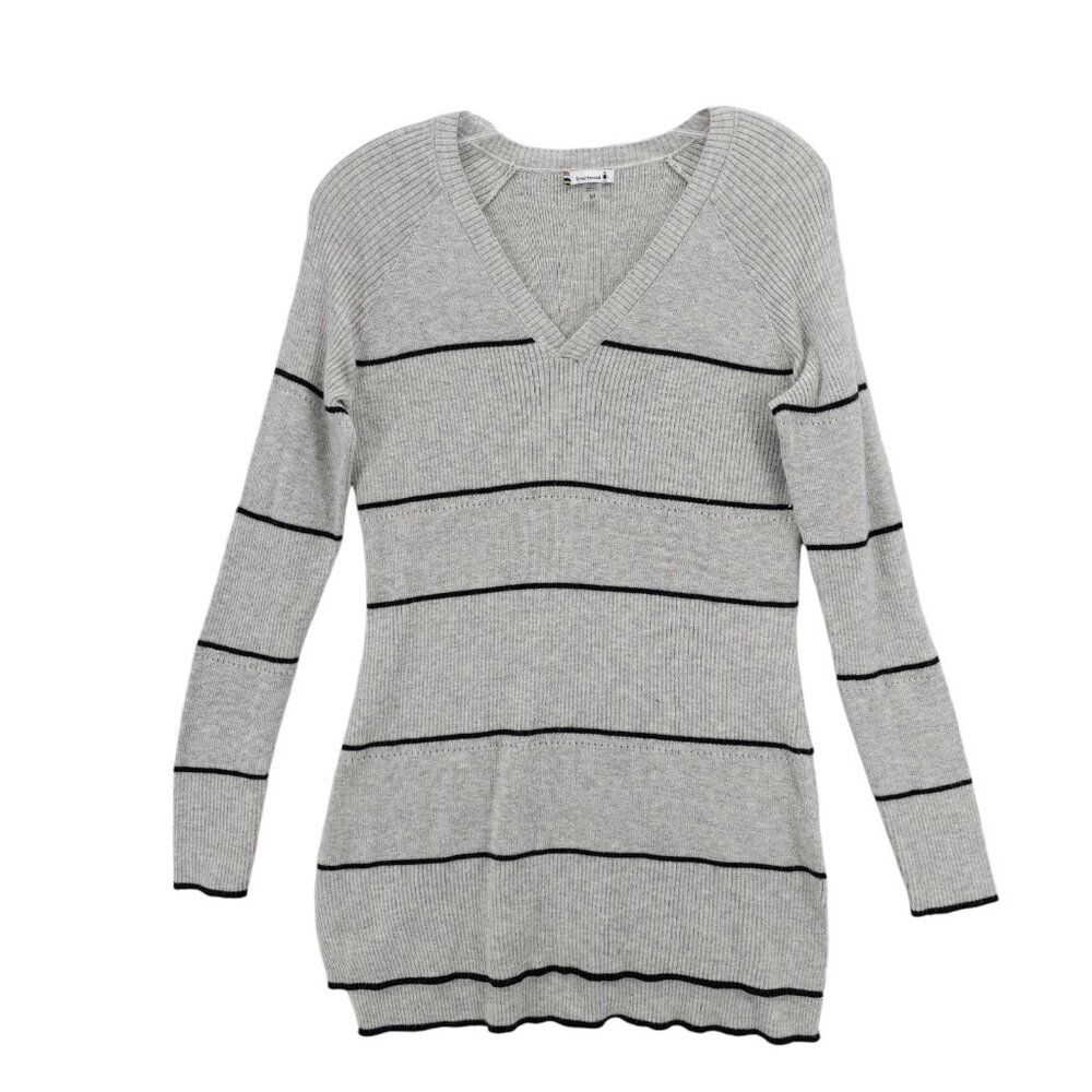 SMARTWOOL Women's Sweater Pullover Gray Stripe Ribbed Tunic Stretch MEDIUM